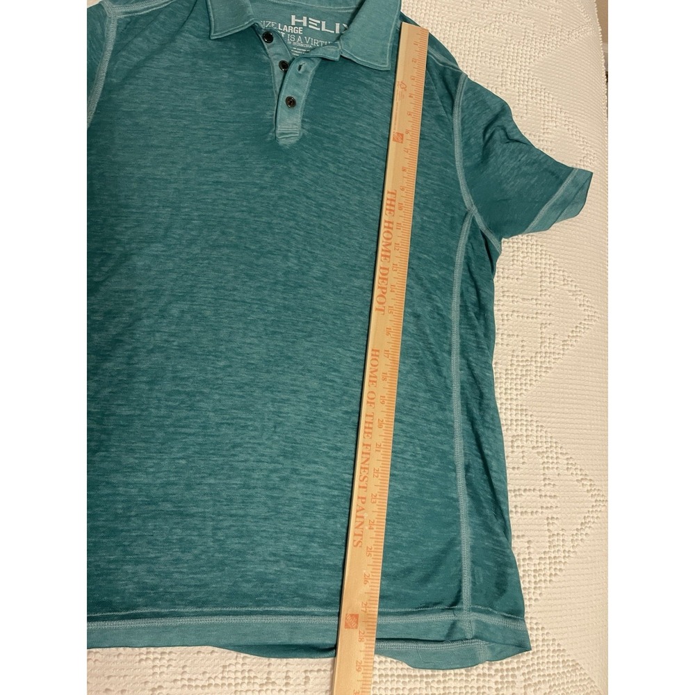 Helix Men's Polo Shirt Size Large Teal Green - Picture 7 of 9